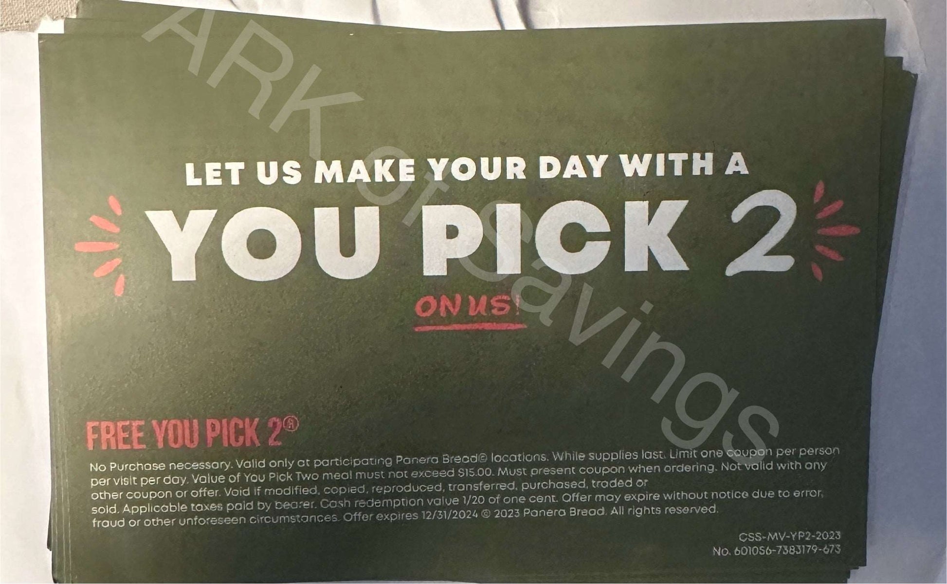 Panera You Pick 2 Free Combo Meal Cards - The ARK of Savings