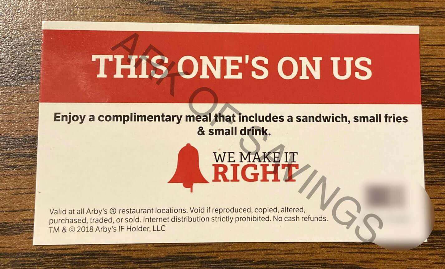 Arby's Free Combo Meal Voucher Cards No Expiration - The ARK of Savings