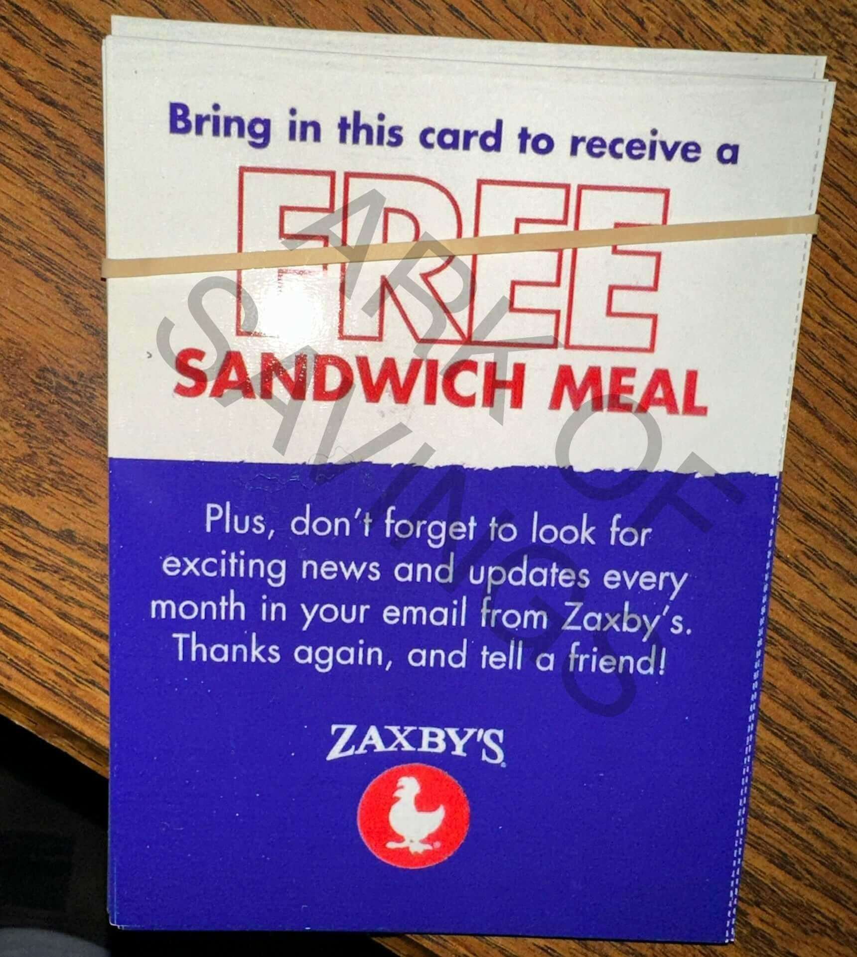 Zaxby's Free Meal Voucher Cards No Expiration - The ARK of Savings