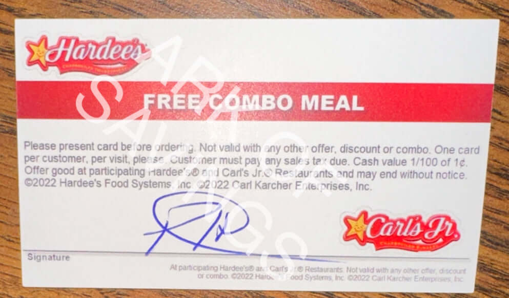 Hardee's Carl's Jr. Combo Meal Coupon Voucher Cards No Expiration